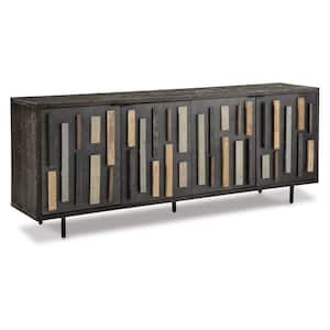 Brown and Gray Wood Top 16 in. Sideboard with 4 Door