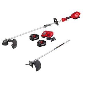 M18 FUEL 18V Lithium-Ion Brushless Cordless QUIK-LOK String Trimmer, Brush Cutter Attachment, (2) 8.0Ah Battery, Charger
