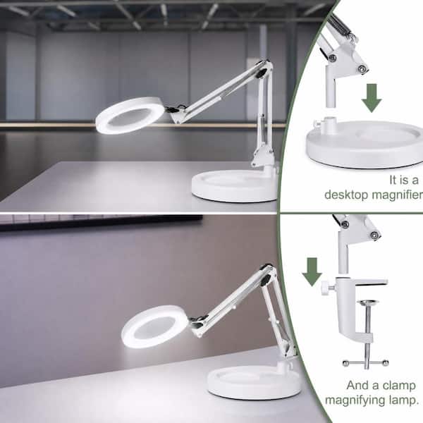 10X LED Magnifying Desk Lamp with 4.3 in Real Glass Lens, 5 Color
