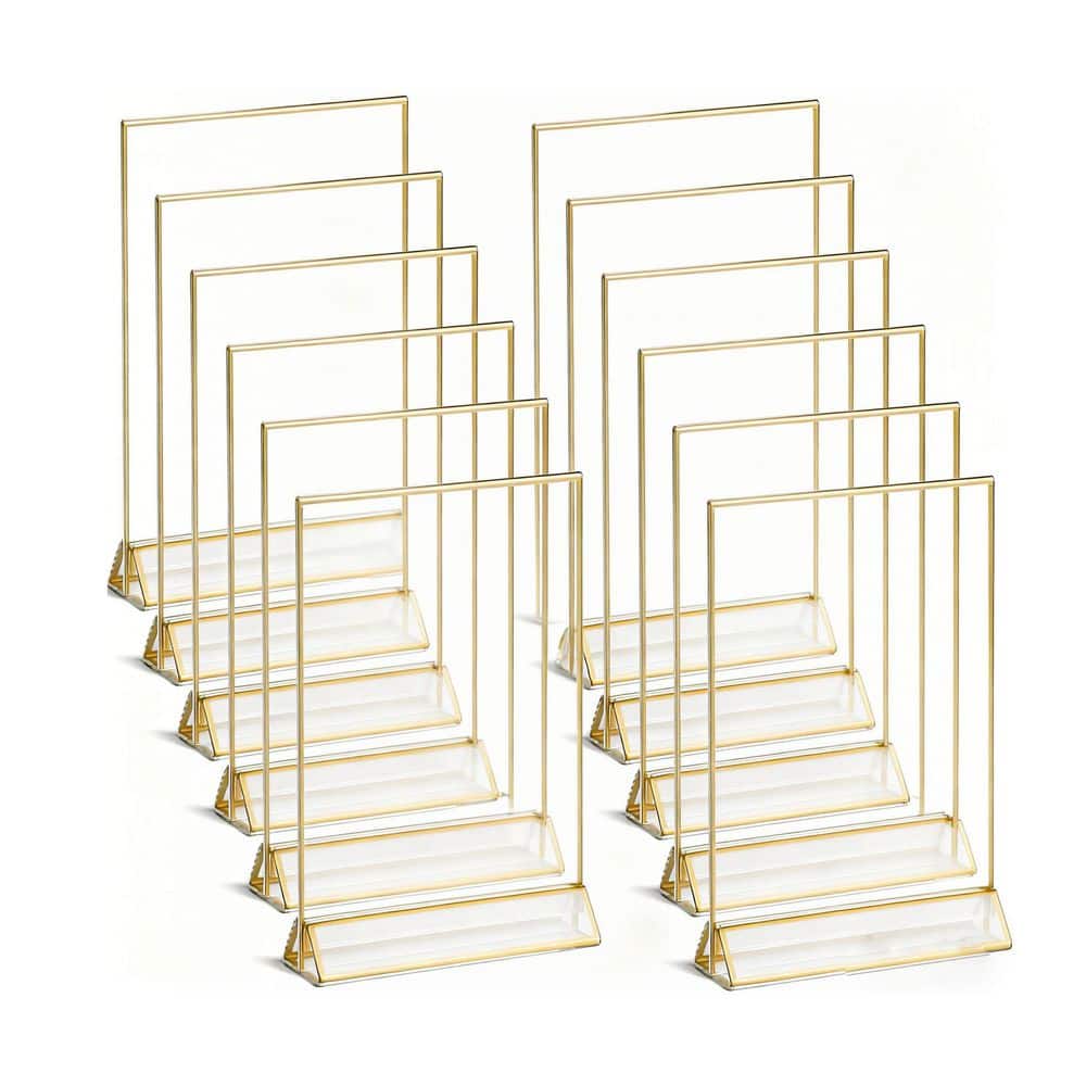 8 Pack Acrylic Sign Holders, 6 X 4 Table Number Holders, Double