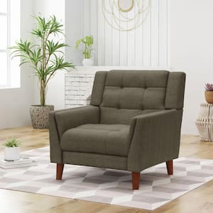 Candace Mid-Century Modern Tufted Mocha Fabric Armchair