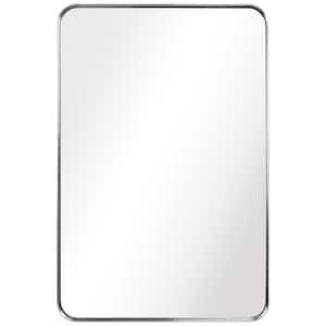 36 in. x 24 in. Ultra Rectangle Brushed Silver Stainless Steel Framed Wall Mirror