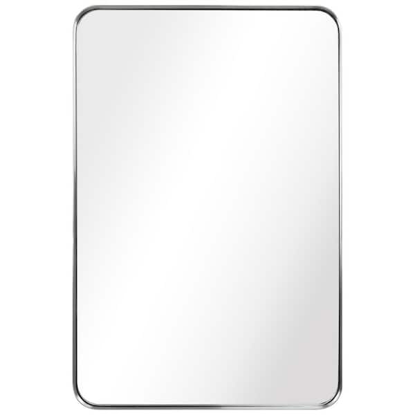 Empire Art Direct 36 in. x 24 in. Ultra Rectangle Brushed Silver Stainless Steel Framed Wall Mirror