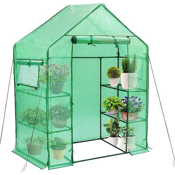 Yangming 57 in. W x 28.5 in. D x 76 in. H 1 Walk Greenhouse for Outdoor, Roll Up Doors Portable Heavy-Duty Garden Greenhouse