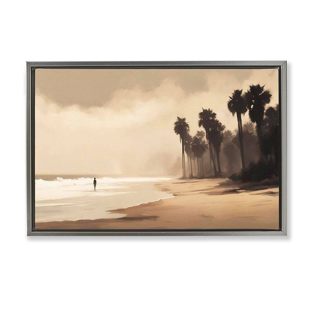 Stupell Industries Moody Beach View by Noah Bay Gray Floater Frame ...