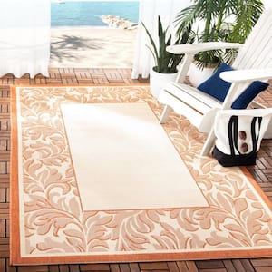 Courtyard Natural/Terracotta Doormat 2 ft. x 4 ft. Border Indoor/Outdoor Patio Area Rug