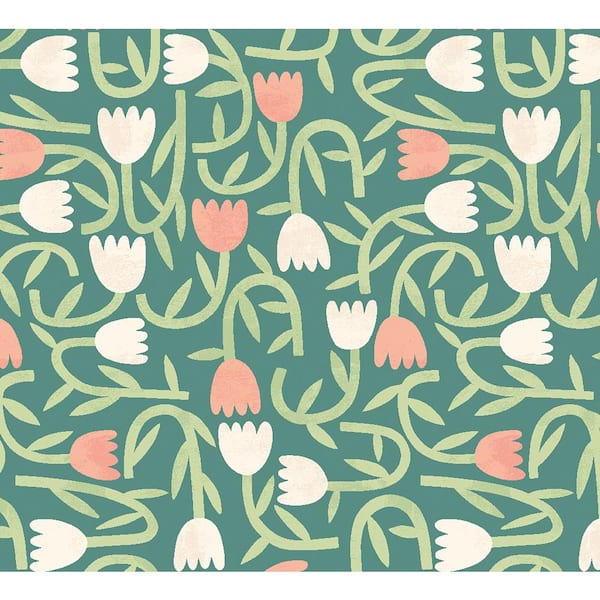 OhPopsi Aino Green Tiny Tulip Wallpaper Sample