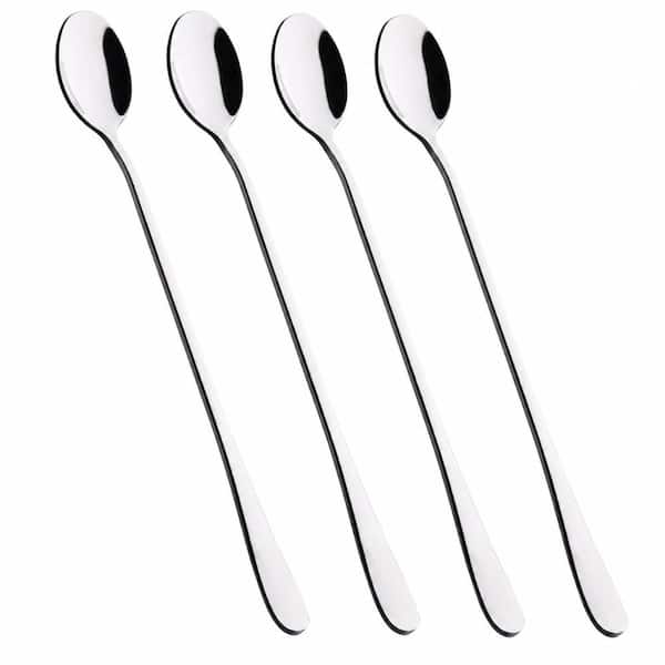 Silver 18/8 Stainless Steel 9 In. Long Handle Bar Iced Tea Coffee Ice Cream Stirring Spoons (Set of 4)
