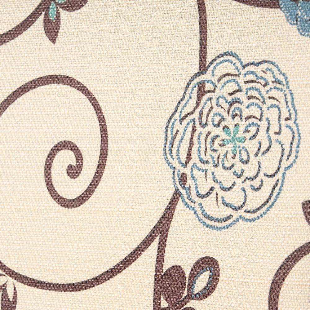 Light Beige and Blue Floral Upholstered Parsons Dining Chairs, Set of 4