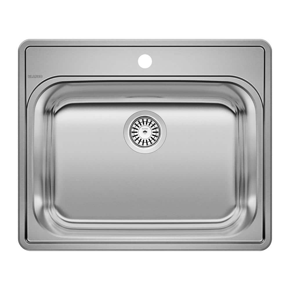 Essential 22 in. x 12 in. Drop-In Stainless Steel 1-Hole Single Bowl Kitche