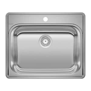 Essential 22 in. x 12 in. Drop-In Stainless Steel 1-Hole Single Bowl Kitchen Sink in Brushed Satin