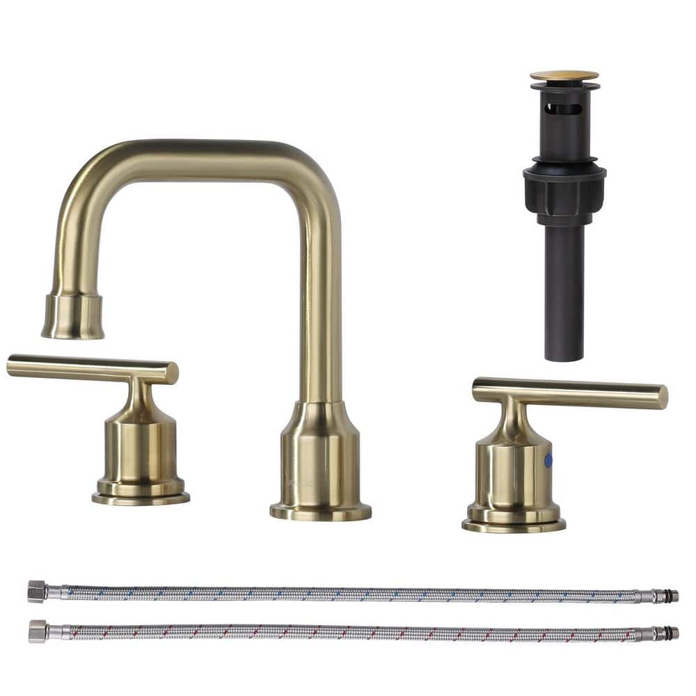 8 in. Widespread 2-Handle Bathroom Faucet with Pop Up Drain, 3 Hole Bathroom Sink Lavatory Faucet in Gold price history on PriceWatchPro
