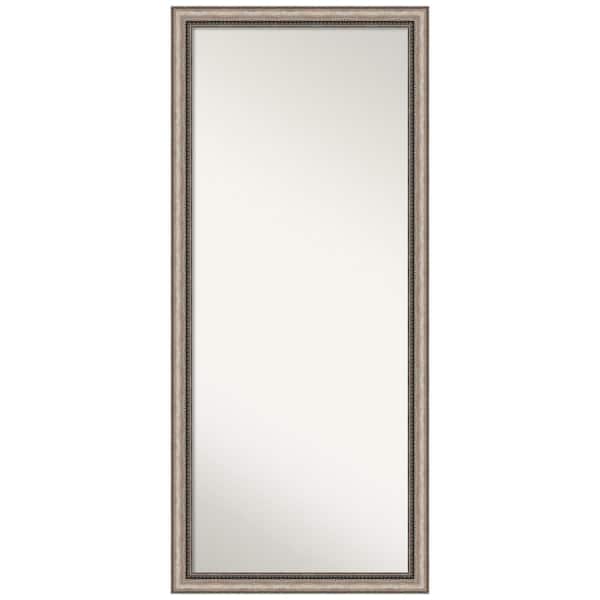 Amanti Art Lyla 64.25 in. x 28.25 in. Modern Classic Rectangle Framed Ornate Silver Floor Leaning Mirror