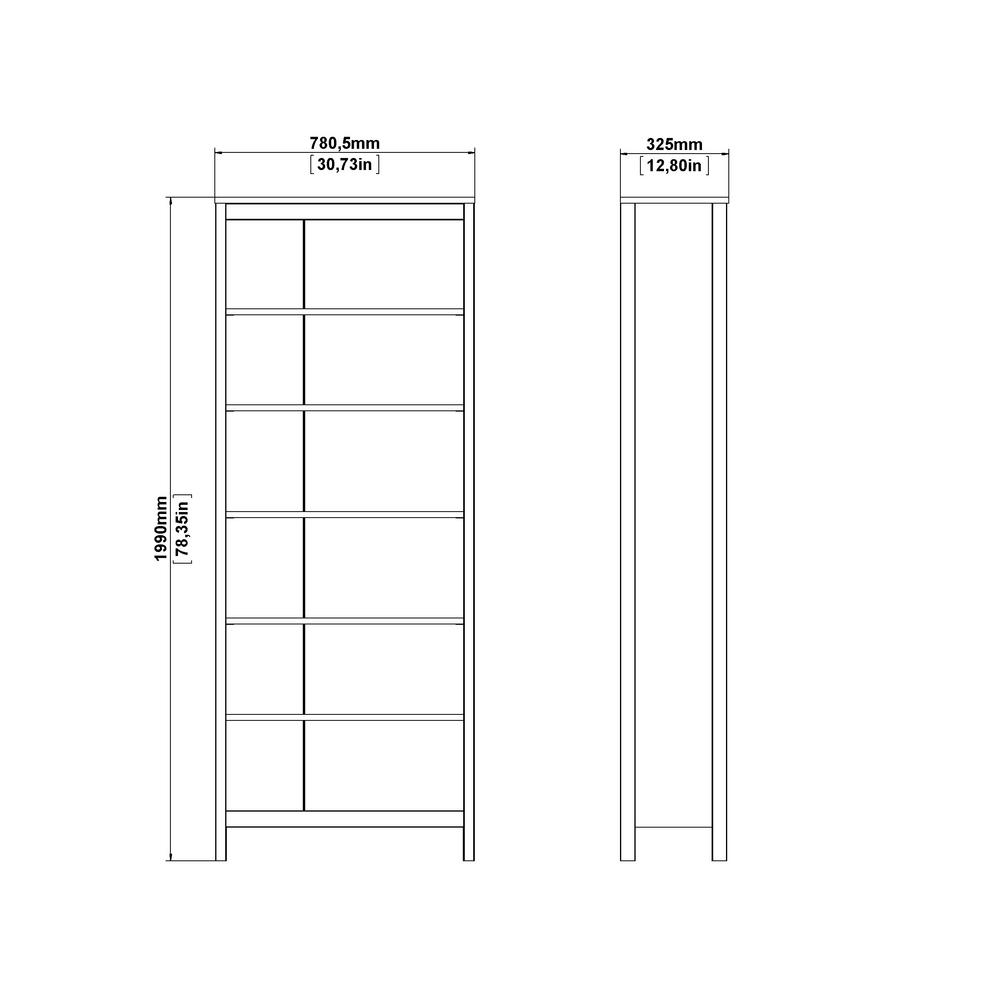 Madrid White Adjustable 6-Shelf Bookcase