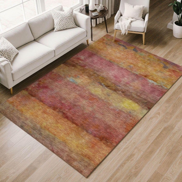 Chantille Machine Washable Indoor/Outdoor Abstract ACN2311 Orange 5 ft. x 7 ft. 6 in. Area Rug