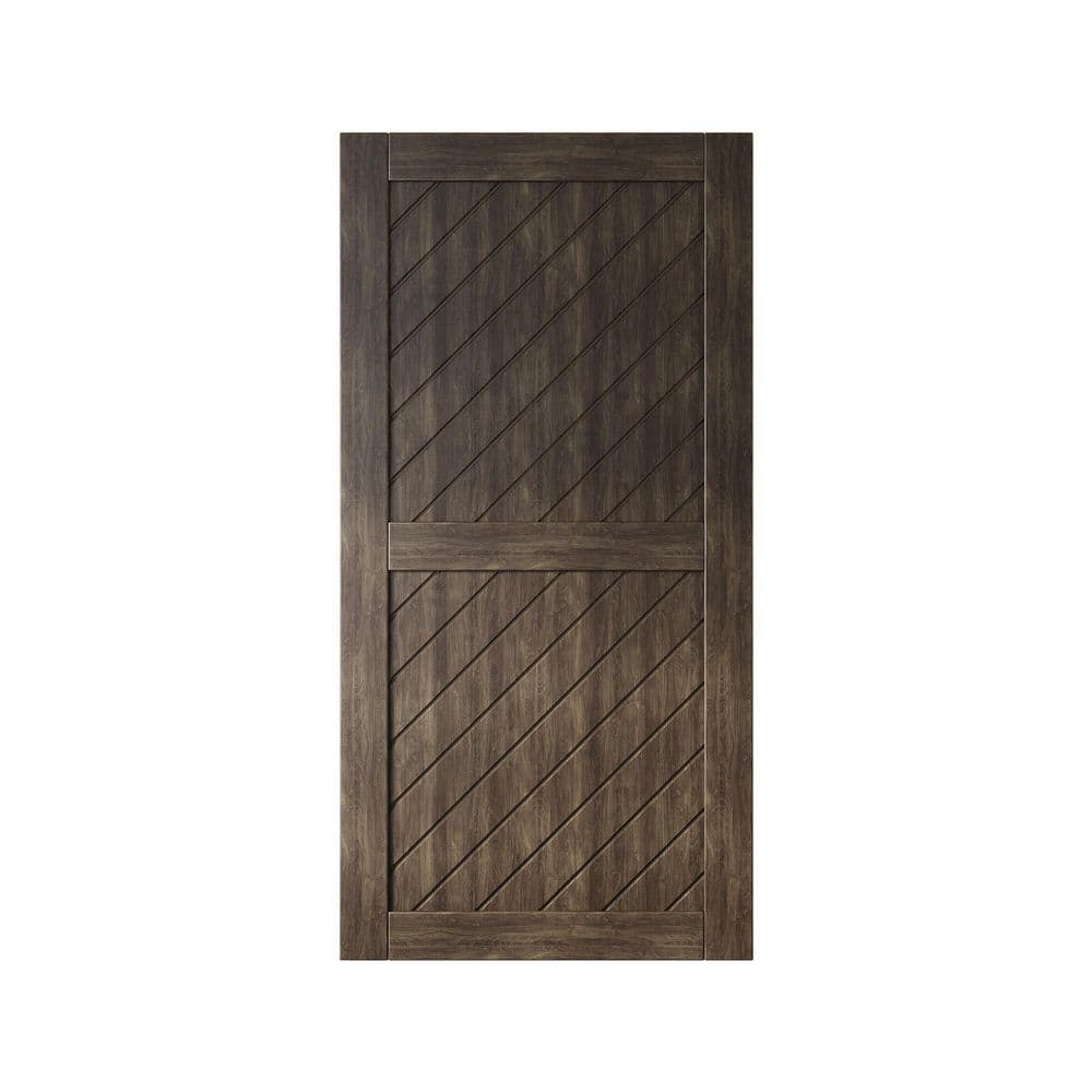 XT1 36 in. x 80 in. C-Panel Solid Core Ebony Slanted Stripe Design Pine Wood Interior Sliding Barn Door Slab price history on PriceWatchPro