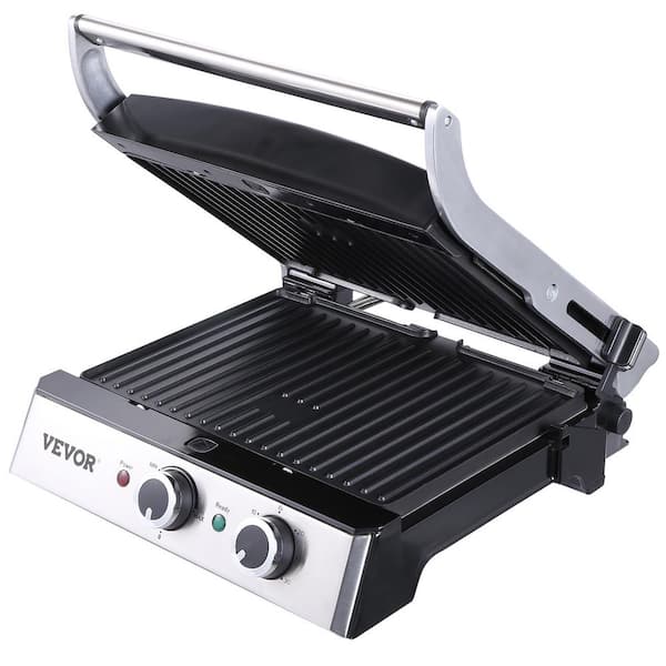 VEVOR Commercial Panini Press Grill Electric Grill Griddle 3600W Double Plate Flat Sus