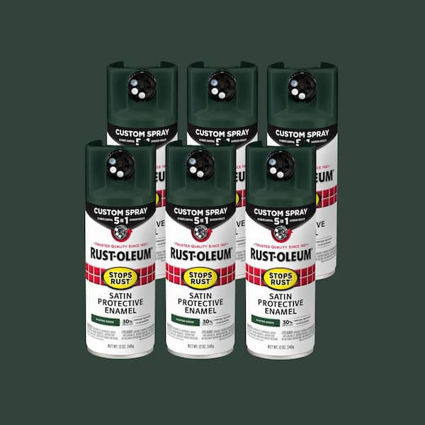Rust-Oleum Stops Rust 12 oz. Custom Spray 5-in-1 Satin Hunter Green Spray Paint (Case of 6)