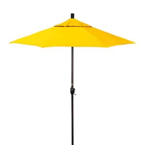 7.5 ft. Bronze Aluminum Market Patio Umbrella with Crank Lift and Push-Button Tilt in Dandelion Pacifica Premium