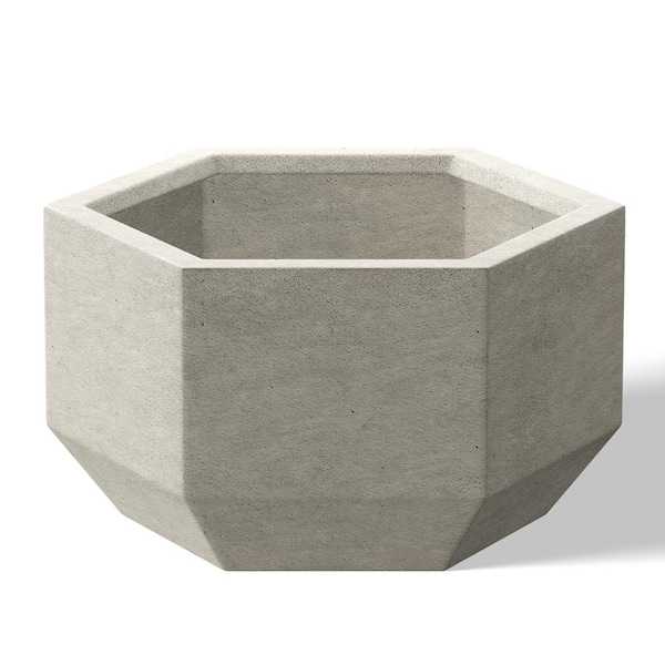 Lightweight 11 in. H Large Light Gray Geometric Concrete Plant Pot/Planter for Indoor and Outdoor