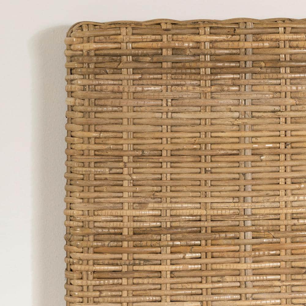 Handcrafted Full Natural Rattan and Wood Headboard