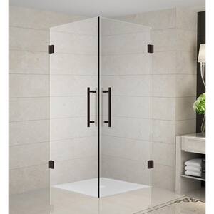 Vanora 34 in. x 72 in. Frameless Hinged Corner Shower Enclosure in Bronze