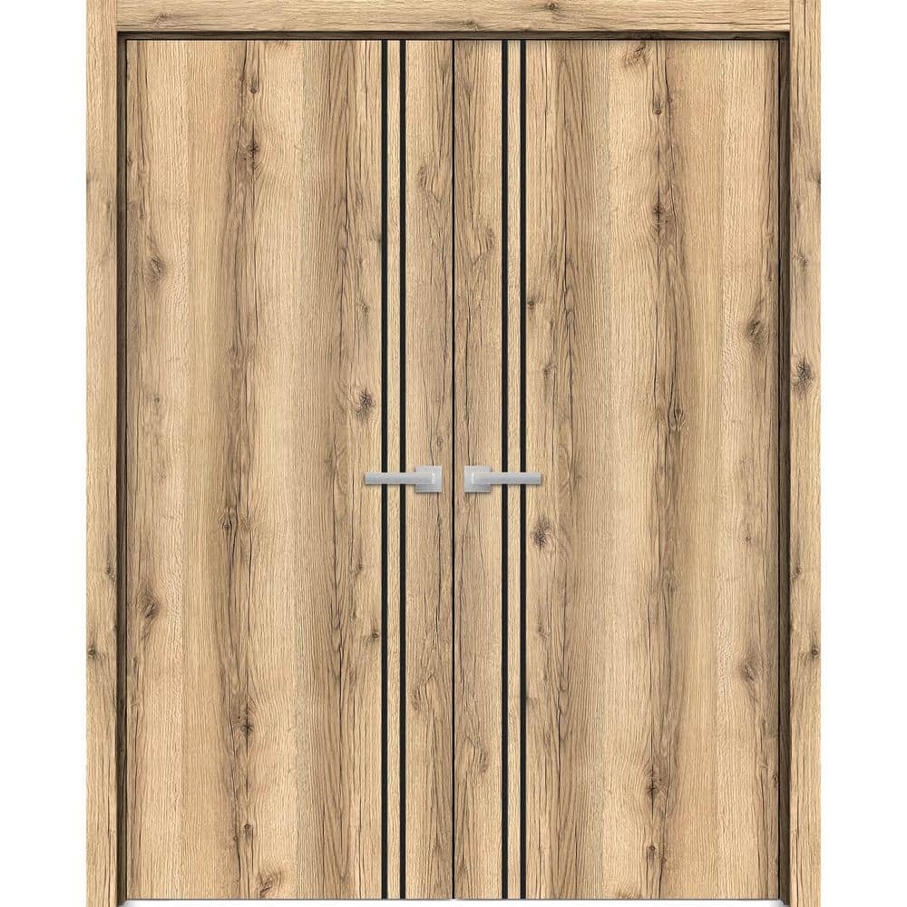 56 in. x 96 in. Oak Color Finished Universal/Reversible Frosted Glass Solid Wood Assembly Required Interior Door Kit price history on PriceWatchPro