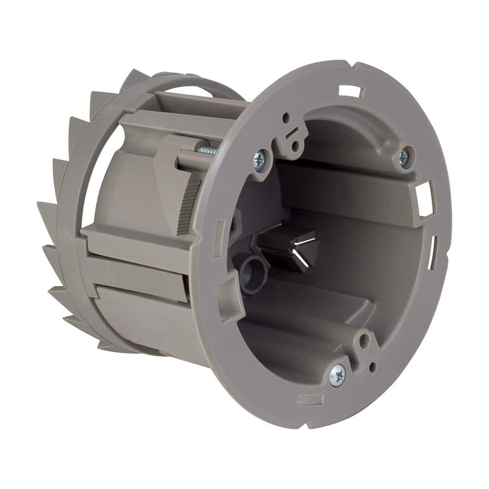 Gray Polycarbonate Round Ceiling/Wall Electrical Box with Hole Saw