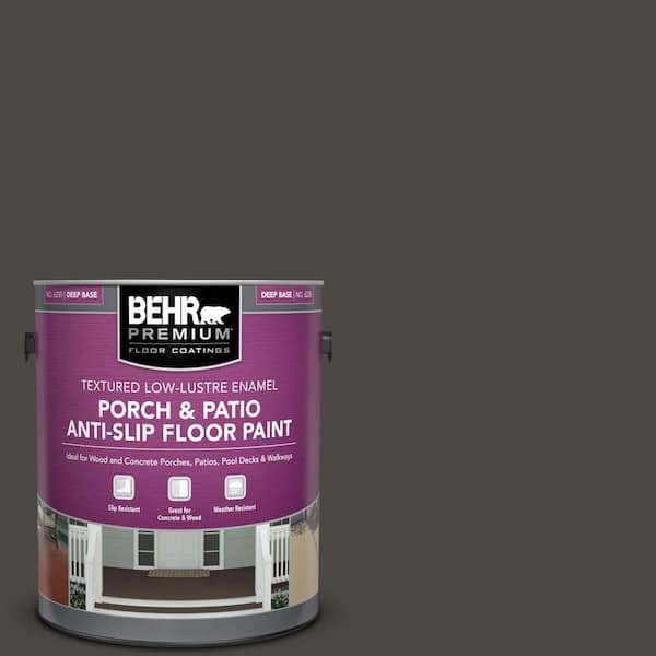BEHR PREMIUM 1 gal. #PPU24-01 Black Mocha Textured Low-Lustre Enamel Interior/Exterior Porch and Patio Anti-Slip Floor Paint