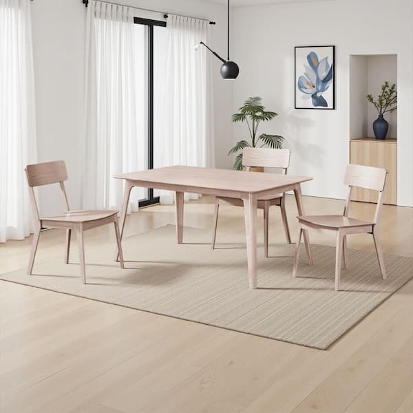 Scar White Wood 59.06 in. 4 Legs Dining Table Seats 4