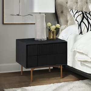Carnaby 2-Drawer Black Nightstand 21 in. H x 17 in. W x 24 in. D