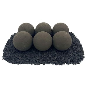 4 in. Thunder Gray Lite Stone Fire Balls (Set of 6)