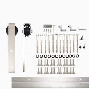 15 ft./180 in. Brushed Nickel Non-Bypass Sliding Barn Door Track and Hardware Kit for Single Door