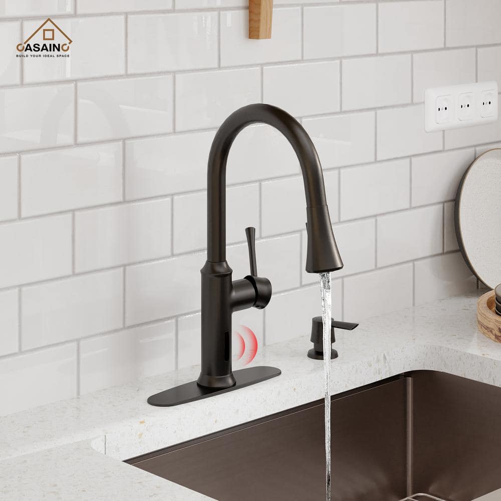 Matte Black Stainless Steel Touchless Pull-Down Sprayer Kitchen Faucet