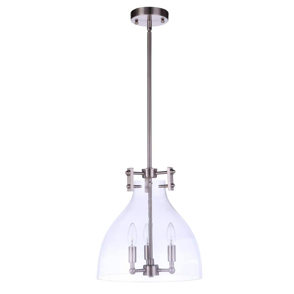 Chardonnay 60-Watt 3-Light Brushed Nickel Finish Dining/Kitchen Island Pendant with Clear Glass Shade, No Bulbs Included price history on PriceWatchPro