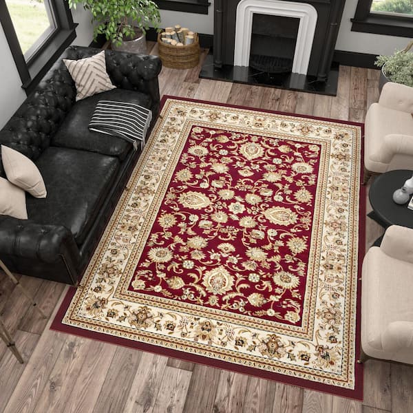 Tayse Rugs Sensation Red 8 ft. x 10 ft. Traditional Area Rug