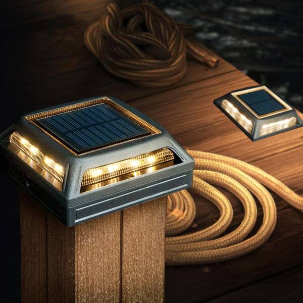 Muskoka Solar/Battery Operated Black Aluminum LED 4 in. x 4 in. Path, Dock and Deck Post Light (2-Pack)