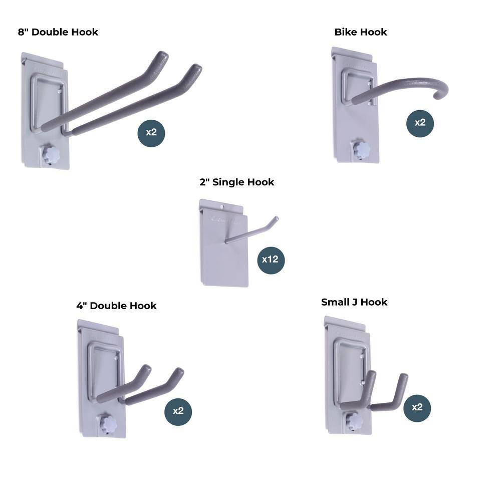 Graphite PVC Slatwall Panels with 20-Piece Locking Hook Kit