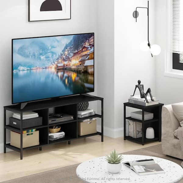 Furinno Camnus 53.2 in. Americano/Black TV Stand Fits TV's up to