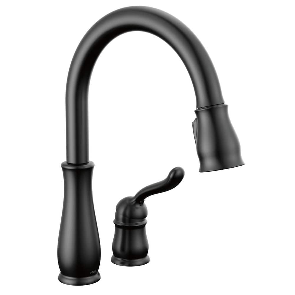 Delta Leland Single Handle Pull Down Sprayer Kitchen Faucet In Matte Black 978 Bl Dst The Home 