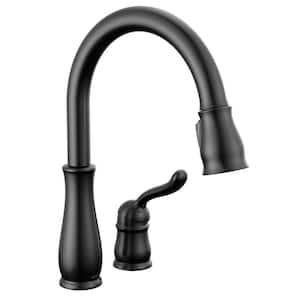 Leland Single-Handle Pull-Down Sprayer Kitchen Faucet in Matte Black