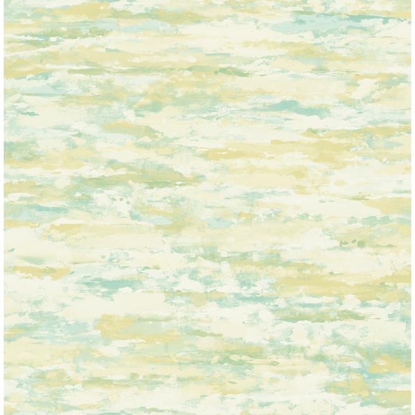 Seabrook Designs Brushstroke Watercolor Metallic Gold and Aqua Paper Strippable Roll (Covers 56.05 sq. ft.)