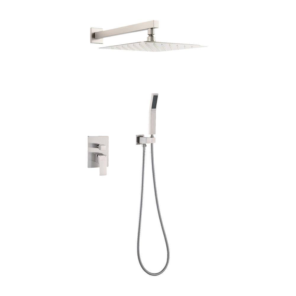Flynama 1Spray Patterns 9.84 in. Square Wall Mount Rain Dual Shower