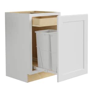 Newport Assembled 18x34.5x24 in. Plywood Shaker Double Wastebasket Base Kitchen Cabinet in Painted Pacific White