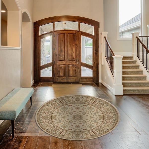 Jewel Voysey Ivory-Tonel 5 ft. Round Area Rug