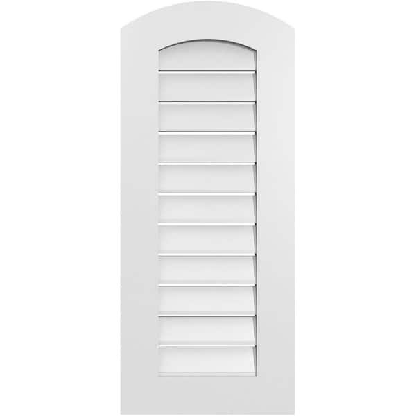 Ekena Millwork 16 in. x 36 in. Arch Top Surface Mount PVC Gable Vent: Decorative with Standard Frame