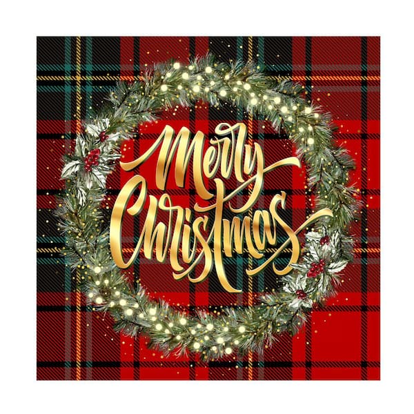 Unframed Home Tina Mitchell 'Merry Christmas Golden Wreath' Photography Wall Art 24 in. x 24 in.