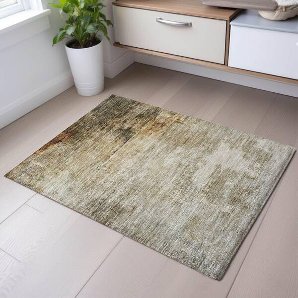 Mayfield Premium Machine Washable Abstract AMF1193 Linen 2 ft. x 3 ft. Area Rug