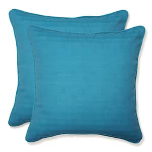 Solid Blue Square Outdoor Square Throw Pillow 2-Pack