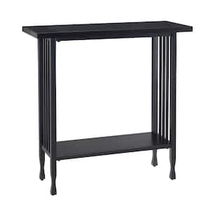 Ironcraft 30 in. W x 11 in. D x 30 in. H Black Wash Rectangle Wood Top Console Table with Shelf